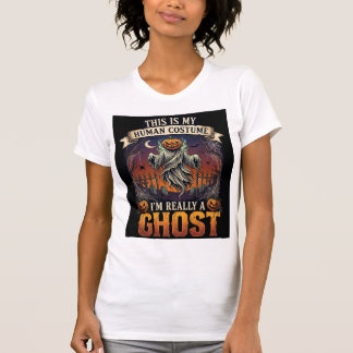 T-shirt Fantôme à tête de citrouille en costume humain Cim