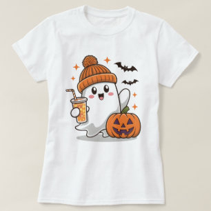 T-shirt Fantôme, chauves-souris, Citrouille Et Boire, Joli