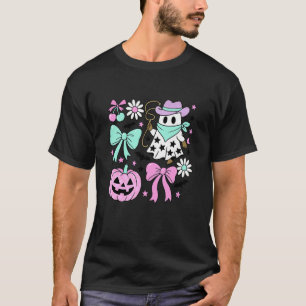 T-shirt Fantôme de Cowgirl Halloween Mignon Arc de Citroui