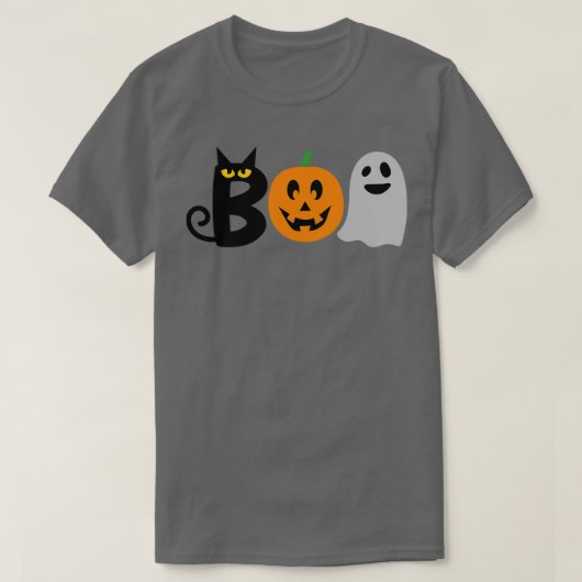 T-shirt fantôme de désapprobation halloween gris avec chat (Design devant)