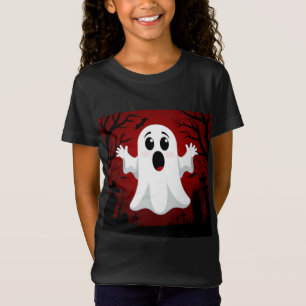 T-Shirt Fantôme de dessin animé adorable dans un Halloween