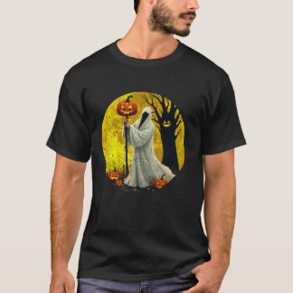 T-shirt Fantôme de mort effrayant Halloween Lune Jack-o'-l