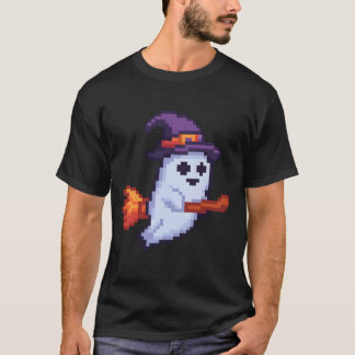 T-shirt Fantôme de pixels sur un balai – Design rétro Hall