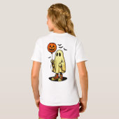 T-shirt Fantôme d'Halloween avec ballon Citrouille (Dos entier)