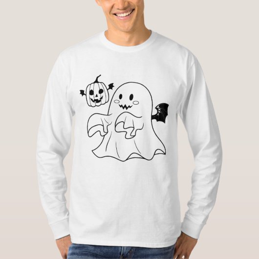 T-shirt fantôme d'halloween avec citrouille (Devant)