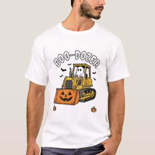 T-shirt Fantôme d'Halloween Boo Dozer Bulldozer Drôle_1