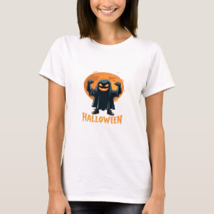 T-shirt Fantôme d'Halloween éffrayant avec design de Plein