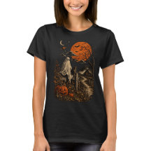T-shirt fantôme et chat noir Halloween vintage