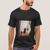 T-shirt Fantôme Et Chats En Forêt Automne Automne Hallowee (Devant)
