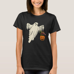 T-shirt Fantôme floral Citrouille de Halloween mignonne F