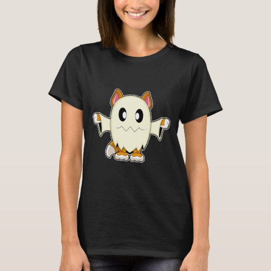 T-shirt Fantôme Halloween Chat (Devant)