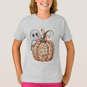 T-shirt Fantôme lunaire et Citrouille floral Peek Hallowee