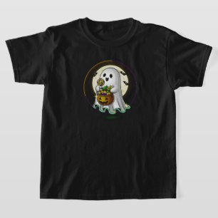 T-shirt Fantôme mignon avec bonbons et chauves-souris NO