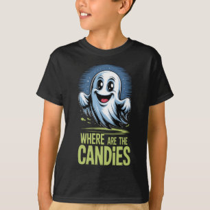 T-shirt Fantôme Mignon Halloween "Where Are The Candies"