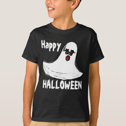 T-shirt Fantôme noir blanc d'Halloween (Devant)