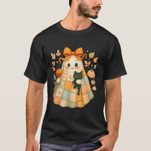 T-shirt Fantôme patchwork avec chat et pomme caramel