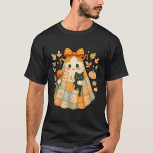 T-shirt Fantôme patchwork avec chat et pomme caramel