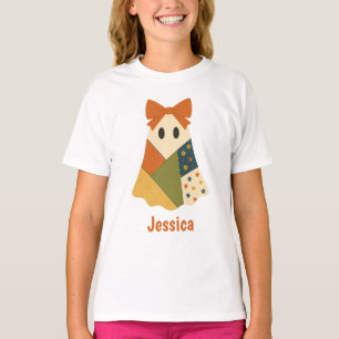 T-shirt Fantôme Patchwork Personnalisé Halloween Nom Perso