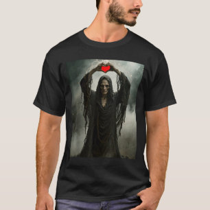 T-shirt Fantôme rouge cœur mains visage effrayant hallowee