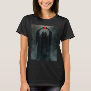 T-shirt Fantôme rouge cœur mains visage effrayant hallowee