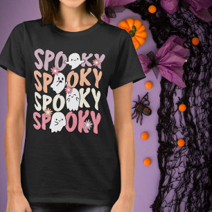 T-shirt Fantômes effrayants rose pêche Halloween