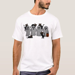 T-shirt Fantômes et chats noirs Cute Éffrayante Halloween