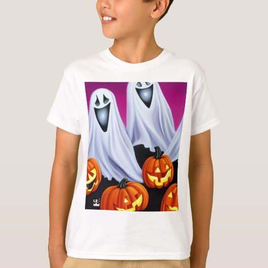 T-shirt Fantômes et Citrouilles d'Halloween (Devant)