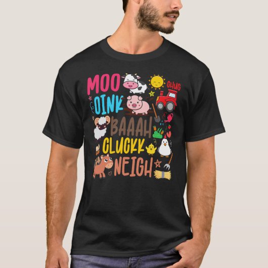T-shirt Farm Animals Sounds Oink Baa Neigh Cluck Moo Toddl (Devant)