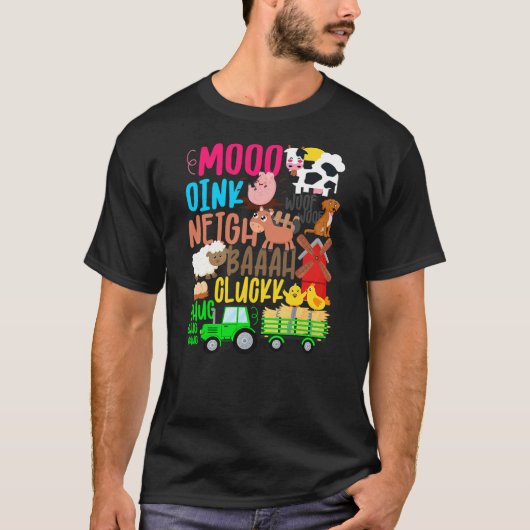 T-shirt Farm Animals Sounds Oink Baa Neigh Cluck Moo Toddl (Devant)