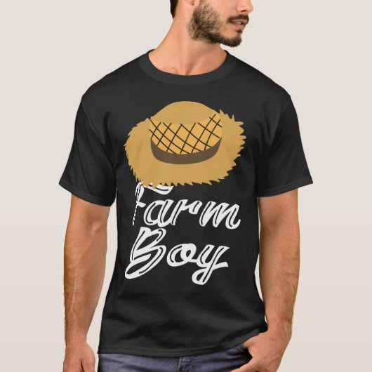 T-shirt Farm Boy Farmer s Straw Hat Graphic (Devant)