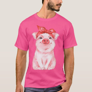 T-shirt Farm Pig wearing Rosie Headband Piglets Watercolor