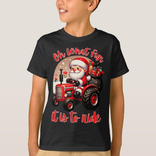 T-shirt Farm Truck Oh What Fun It Is To Ride Santa Tractor (Devant)