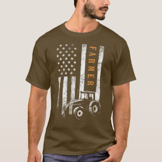 T-shirt Farmer American Flag Design Agricole