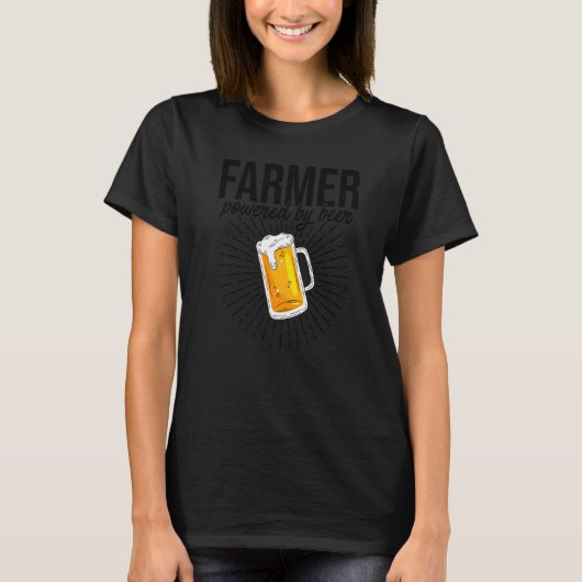 T-shirt Farmer Powered By Beer Farming Agriculture Tractor (Devant)