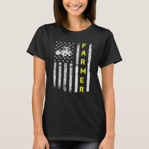 T-shirt Farmer USA Drapeau Patriotique Tracteurs Agricoles