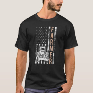 T-shirt Farmer USA Flag Rancher Barnyard Harvest Farming B