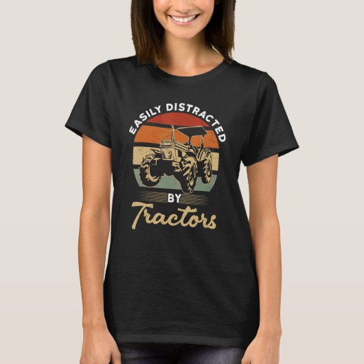 T-shirt Farming Quote Tractor Easily Distracted by Tractor (Devant)