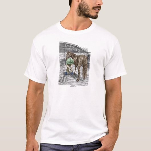 T-shirt Farrier Forgeron Trimming Horse Hoof (Devant)