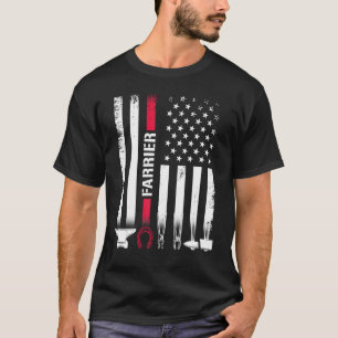 T-shirt Farrier USA Drapeau Horseshoe Horseshoe Trimming E
