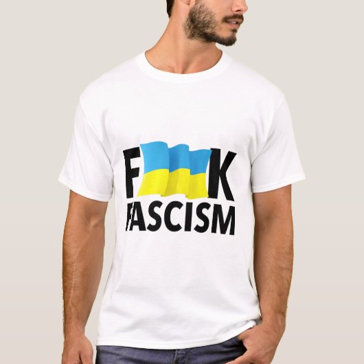 T-shirt Fascisme - Censuré avec le drapeau ukrainien (Devant)