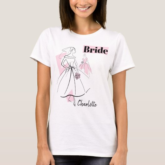 T-shirt Fashion Bride Pink Group Bride Nom de la m (Devant)