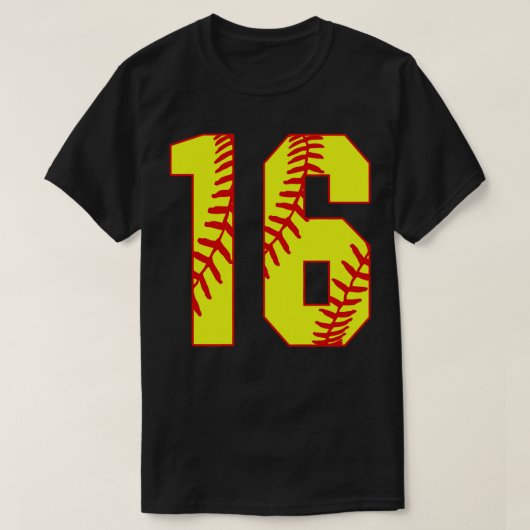 T-shirt Fastpitch Softball Numéro 16 16 Softball Jersey U (Design devant)