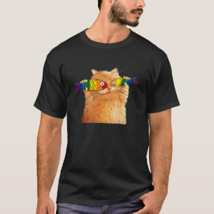 T-shirt Fat Chat Capture Poisson Yeux Poisson Animaux de c