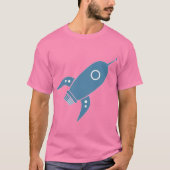 T-shirt Fat Retro Rocket Ship Blue (Devant)