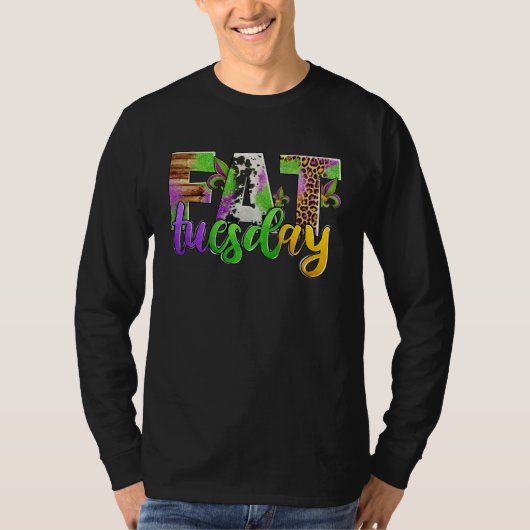 T-shirt Fat Tuesday Mardi Gras Leopard And Cowhide (Devant)