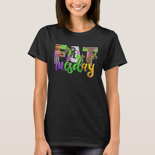 T-shirt Fat Tuesday Mardi Gras Leopard And Cowhide (Devant)