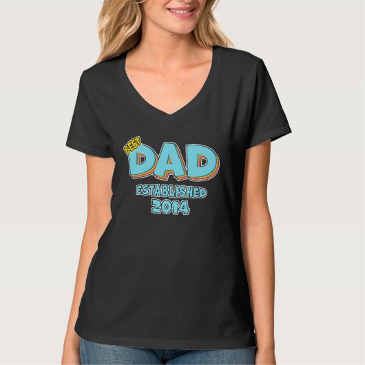 T-shirt Father Best Dad Ever Established 2014 Great Dad (Devant)