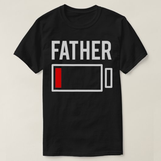T-shirt Father Low Battery Red  (Design devant)