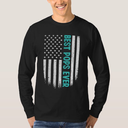 T-shirt Father s Day Best Pops Ever US American Flag 4th o (Devant)
