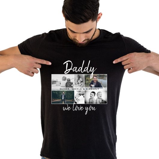 T-shirt Father with Kids and Family Dad Photo Collage